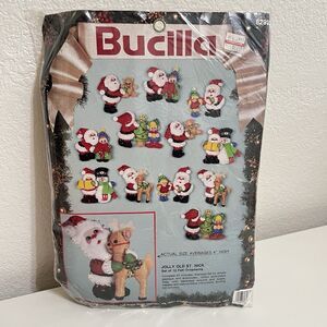 Vintage Bucilla Jolly Old St Nick 12 Felt Christmas Ornaments Kit #82932 1991